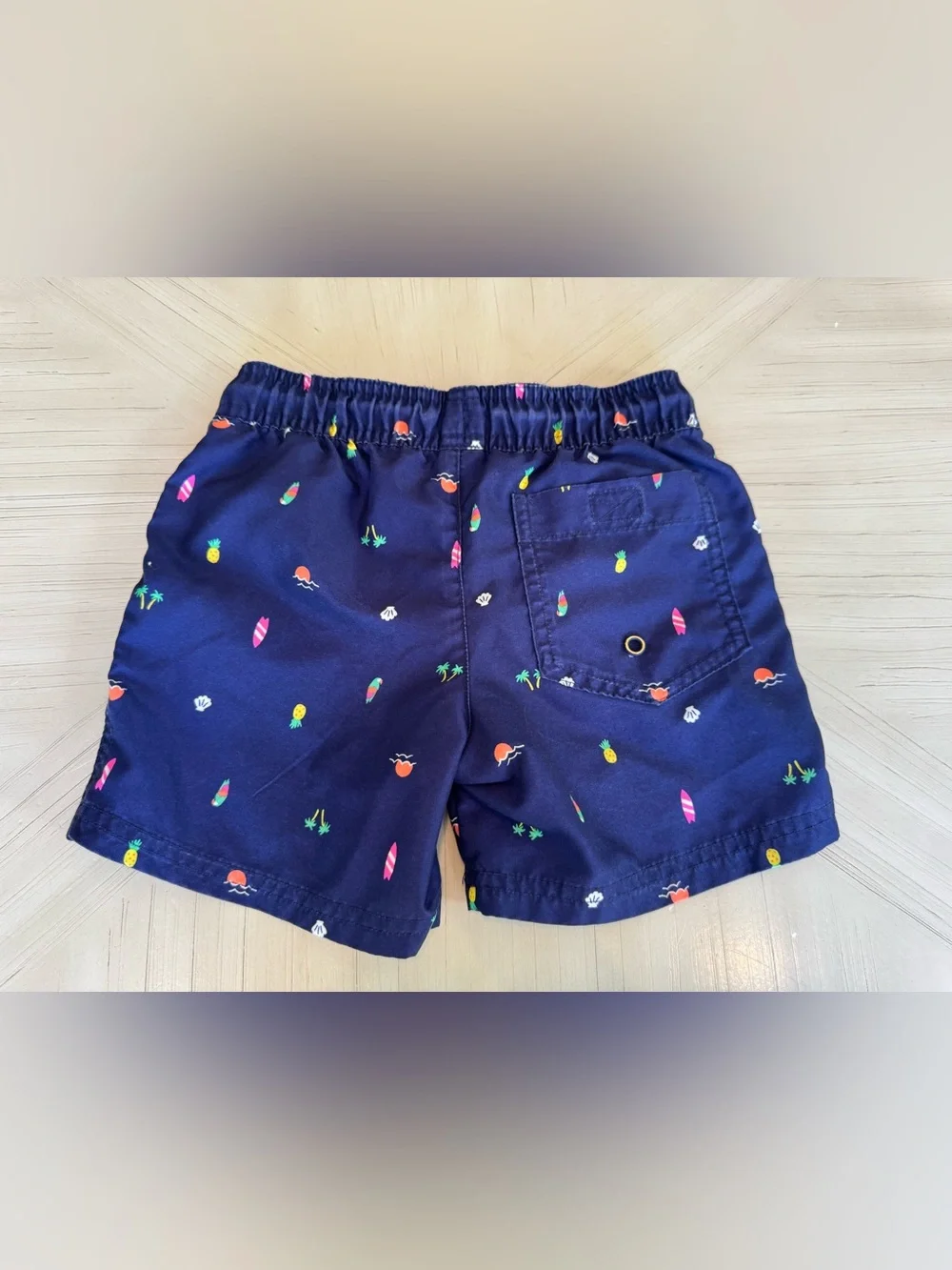 Cat & Jack Boys’ Swim Trunks Shorts XS 4/5 Navy Tropical Print
